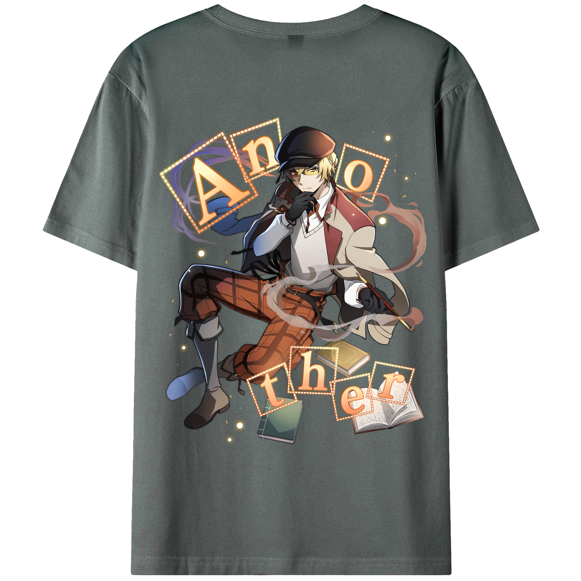 （画像用） 文豪ストレイドッグス Bungo Stray Dogs 綿100％ メンズ半袖Tシャツ（バックプリント） 通気性